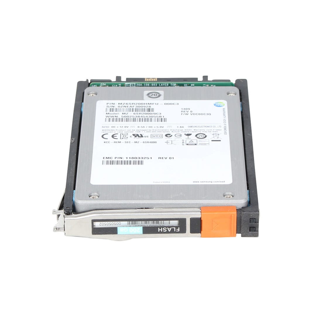 View EMC 005050502 200GB Solid State Drive SAS 6Gbps 25inch SSD 5050504 information