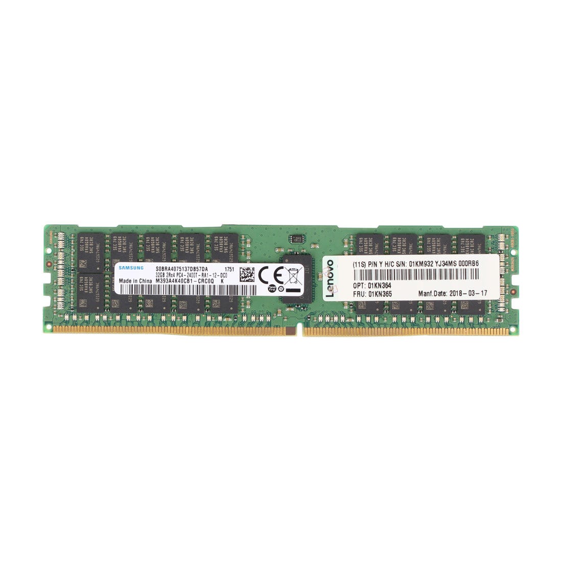 View Lenovo 16GB 01KN364 PC419200TR 1Rx4 Server Memory information