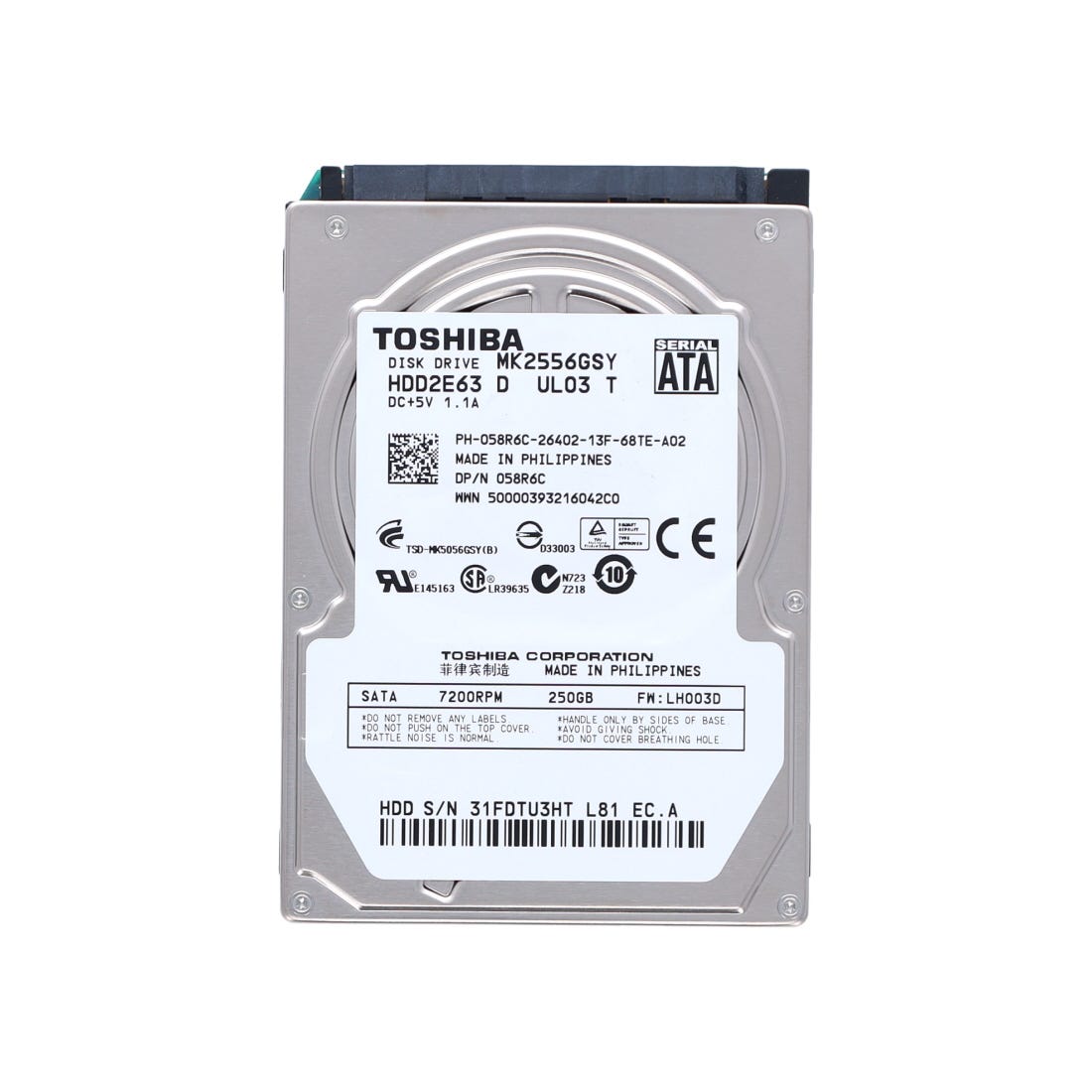 View Dell 58R6C 250GB 72K SATA Hard Drive information