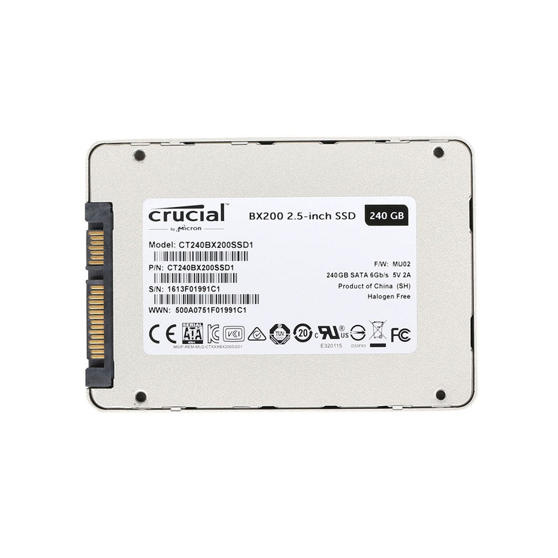 View CRUCIAL CT240BX200SSD1 240GB Solid State Drive SATA 6Gbps 25inch SSD information