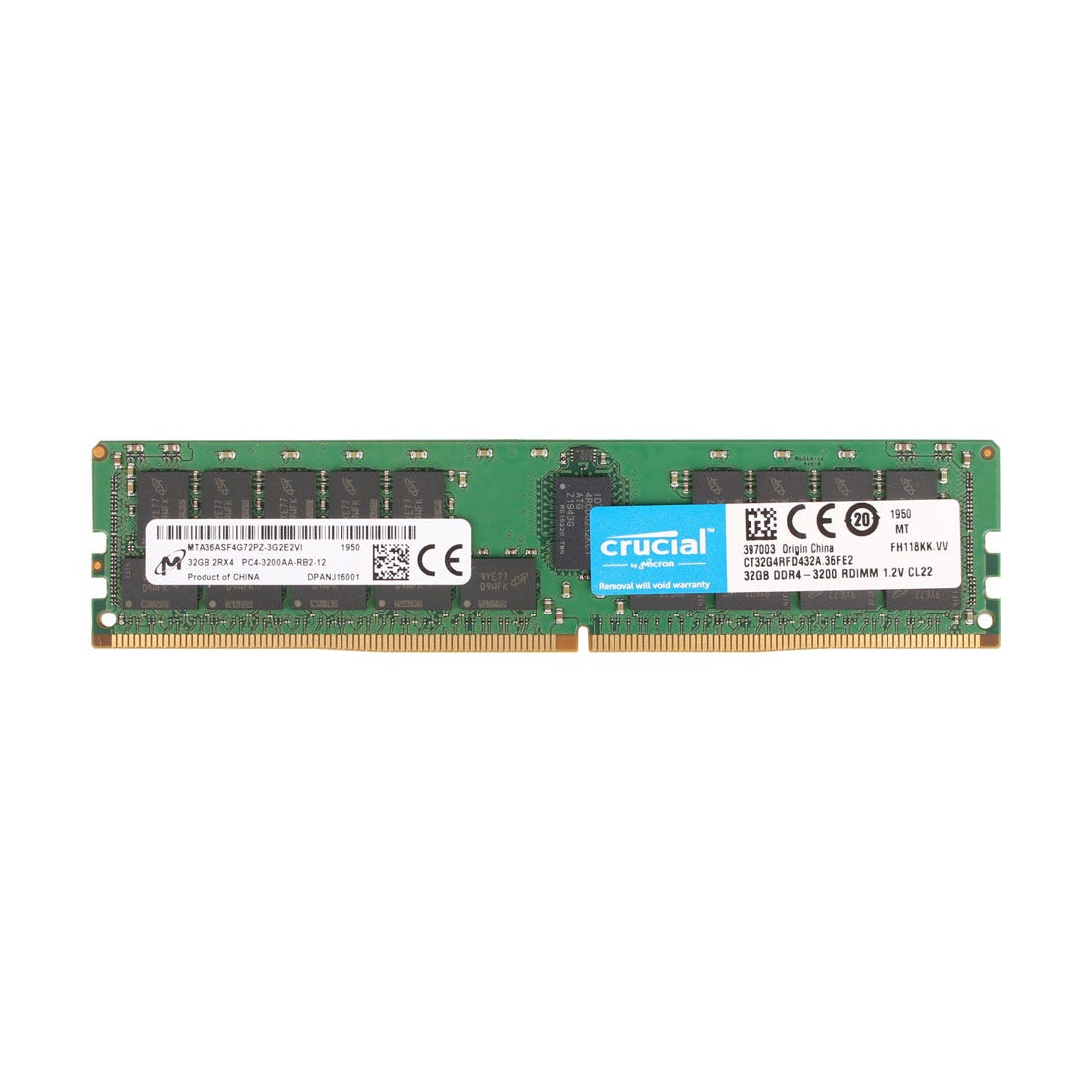 View Crucial 32GB CT32G4RFD432A36FE2 DDR4 3200MHz PC425600AAR Server information