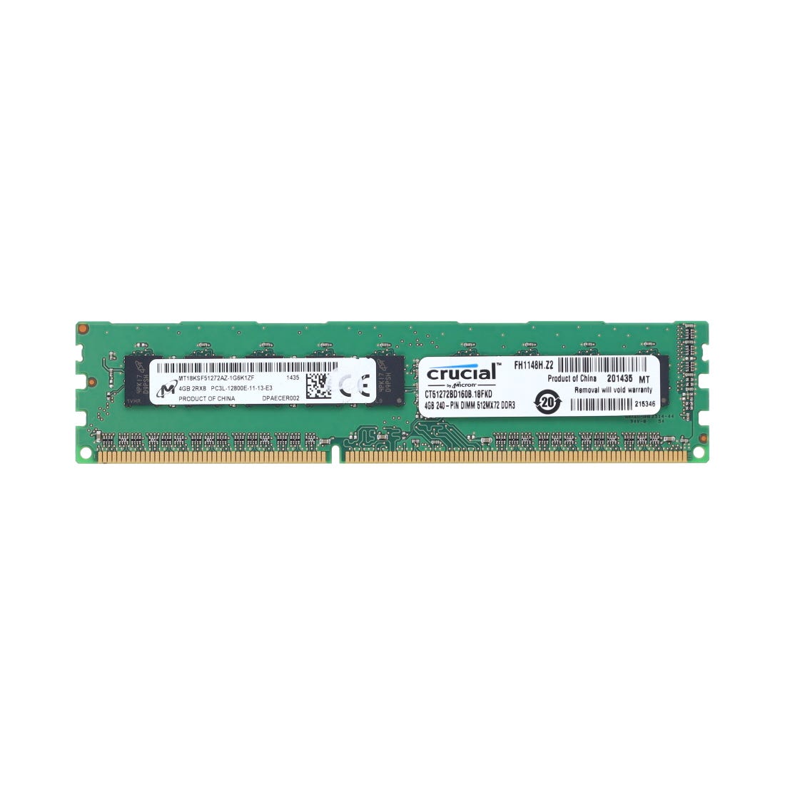 View Crucial 4GB CT51272BD160B PC3L12800E 2Rx8 Server Memory information