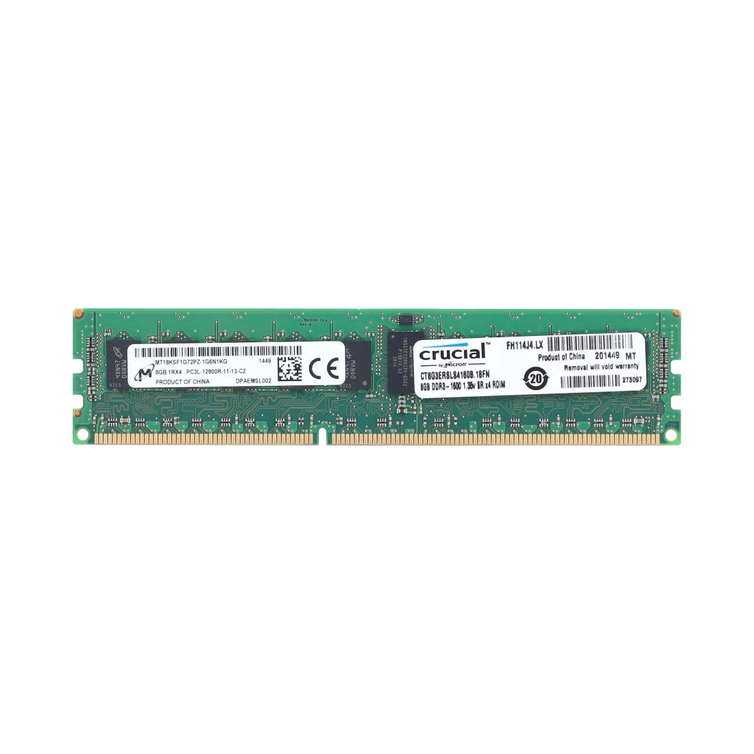 View Crucial 8GB DDR3 1600MHz PC3L12800R Server Memory information