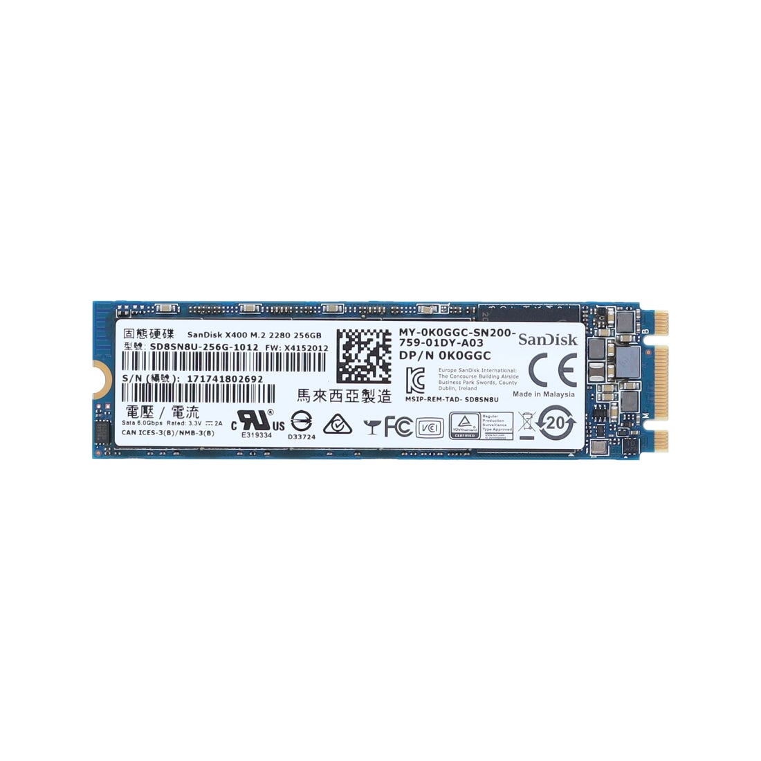 View Dell K0GGC Solid State Drive 256GB M2 2280 SATA SSD information