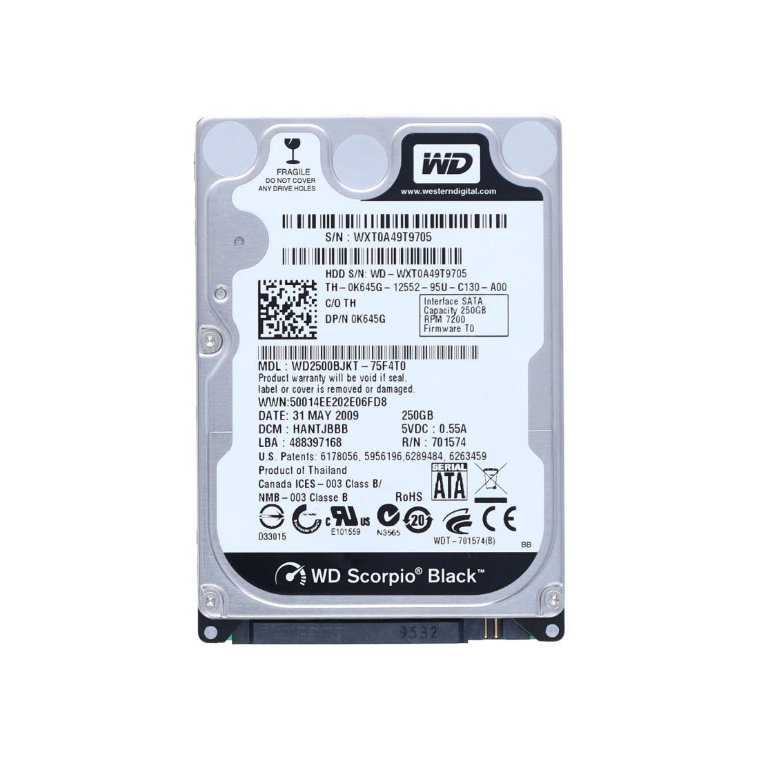 Dell K645G Hard Drive 250GB 2.5inch SATA HDD