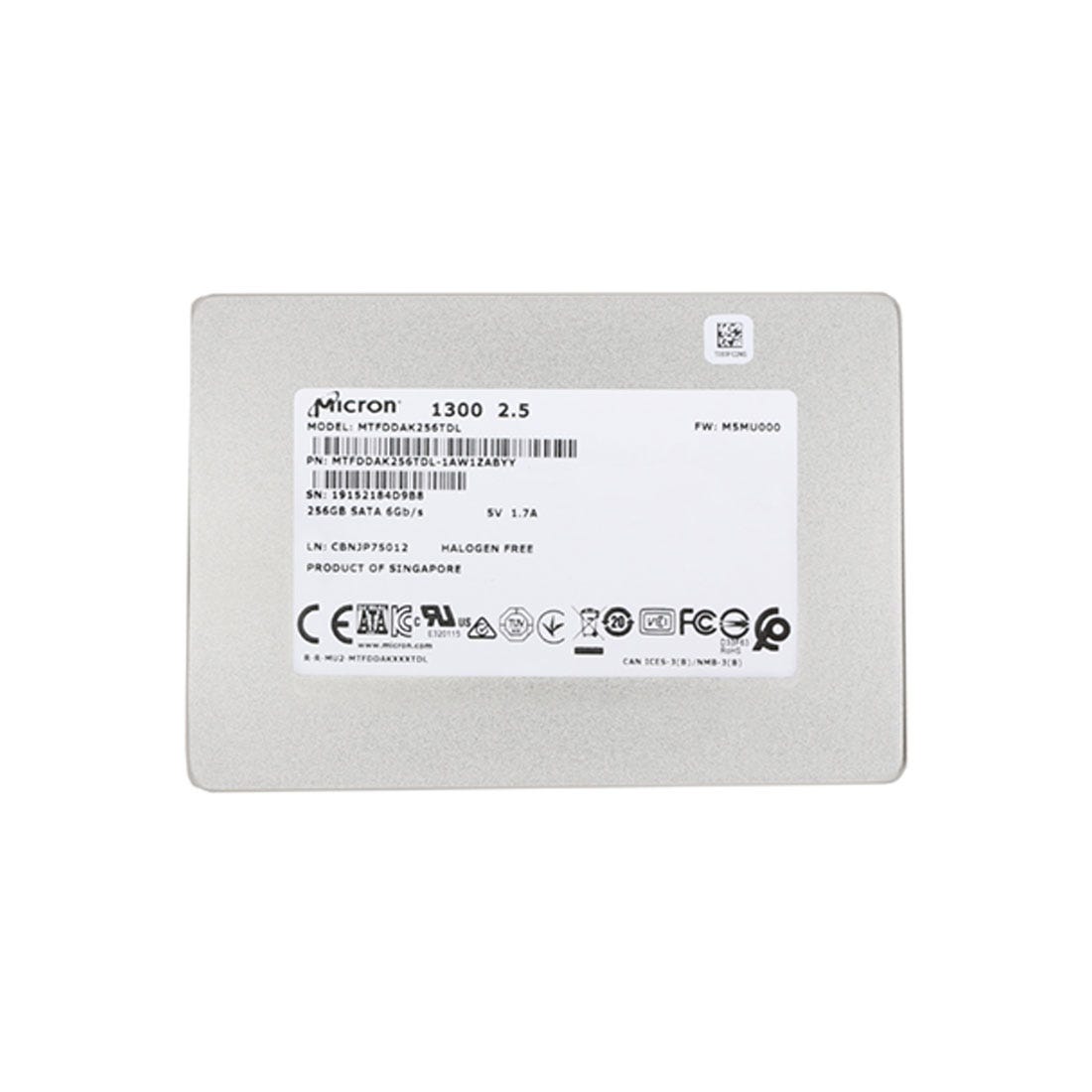 View Micron MTFDDAK256TDL 1300 256GB SATA Solid State Drive information