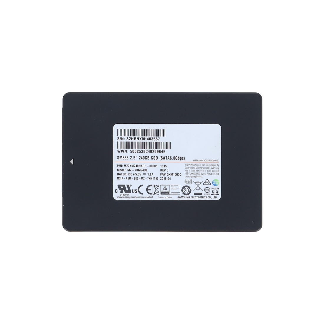 View Samsung Solid State Drive 240GB 25inch SATA 6Gbps SSD information