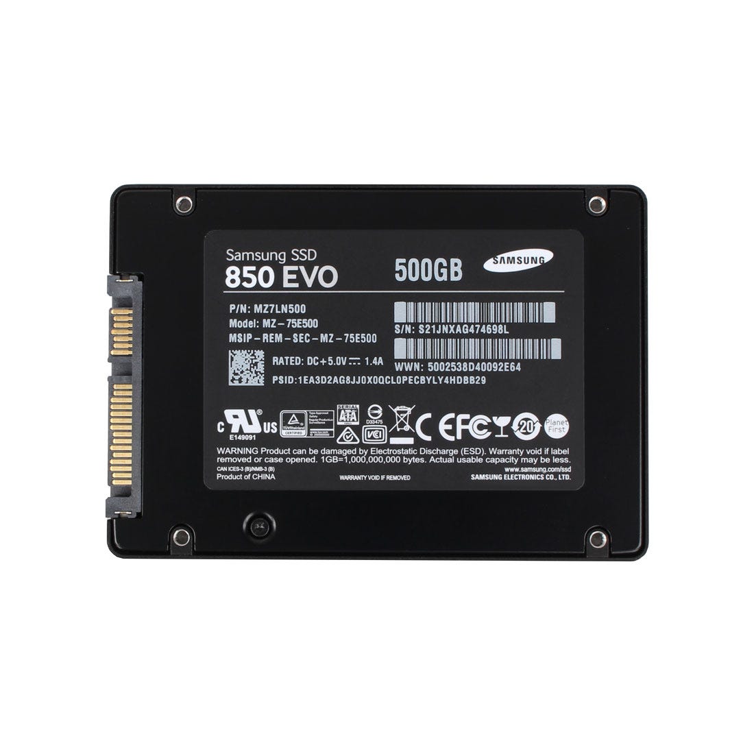 View Samsung MZ7LN500HAJQ 850EVO 250GB SATA Solid State Drive information