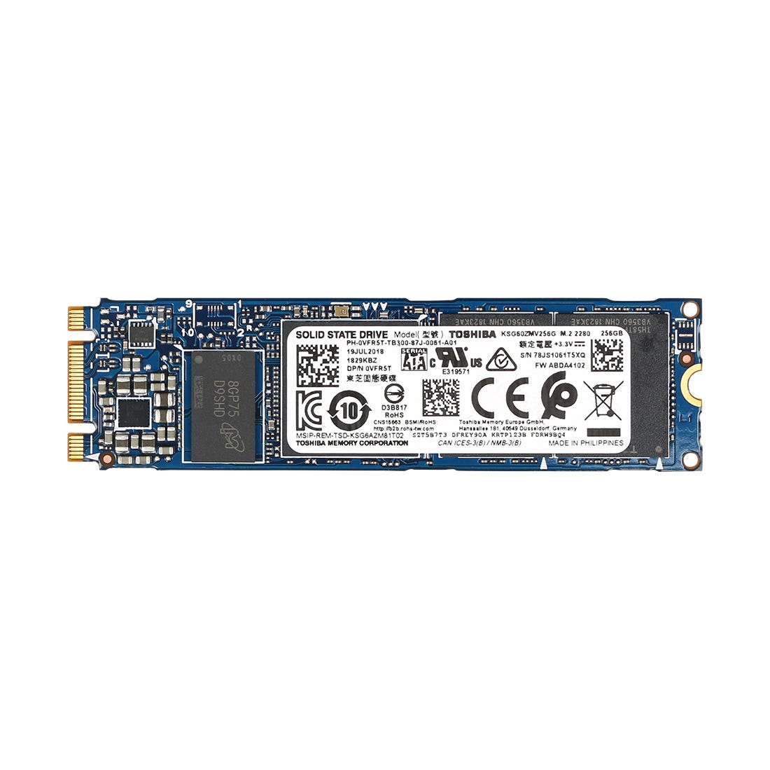 View Dell VFR5T 256GB Solid State Drive M2 SATA 6Gbps SSD information