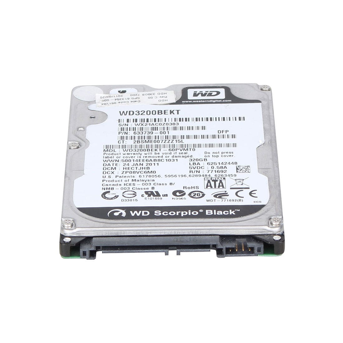 View Western WD3200BEKT Digital Black 320GB 72K SATA Hard Drive information