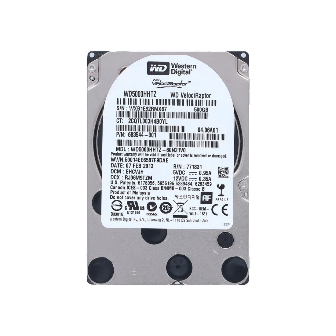 View Western Digital VelociRaptor WD5000HHTZ 500GB 25inch 10K SATA 6Gbps information