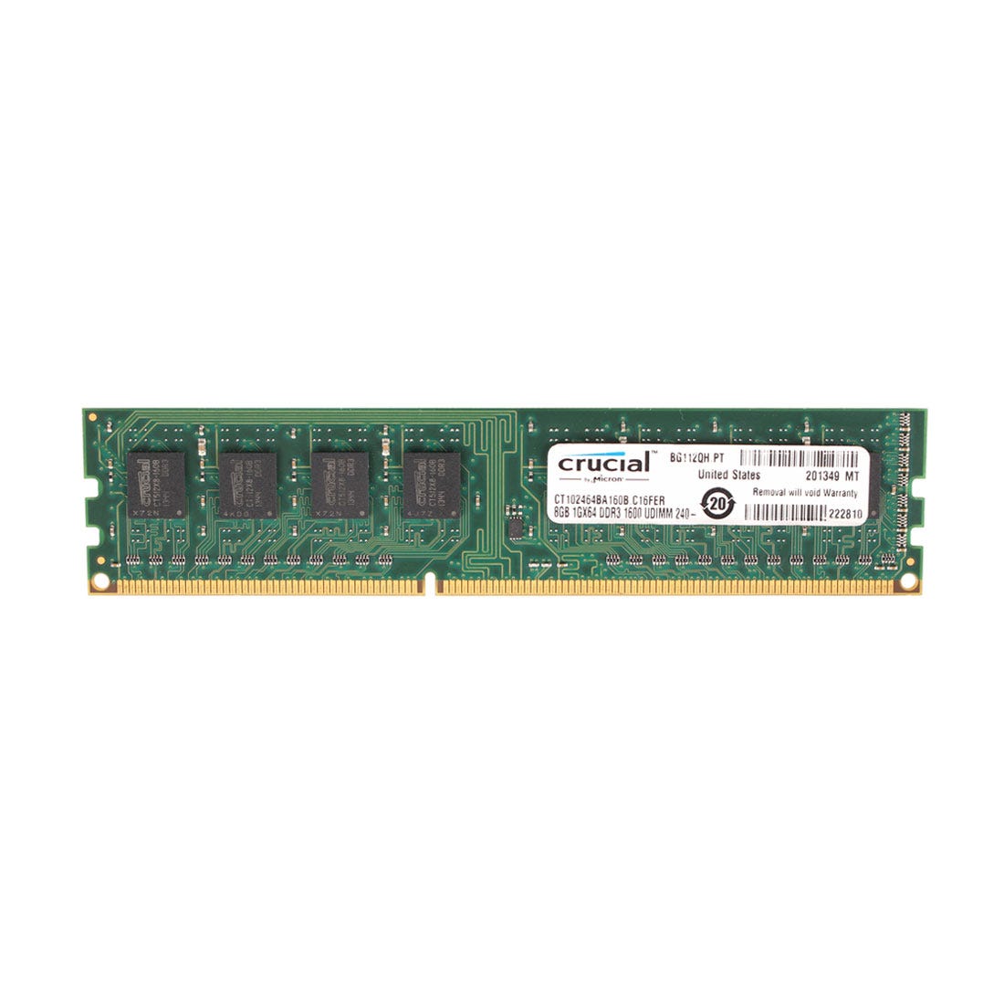 Crucial CT102464BA160B 8GB 1x8GB PC3 12800U Desktop Memory