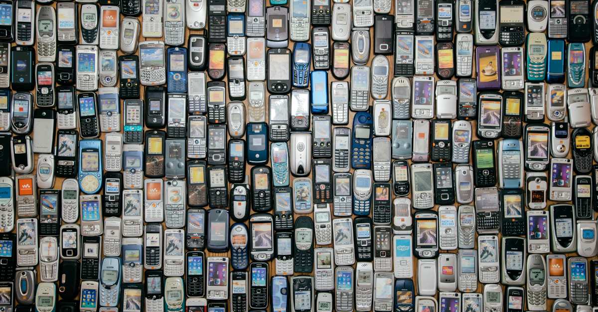 An image of discarded mobile phones